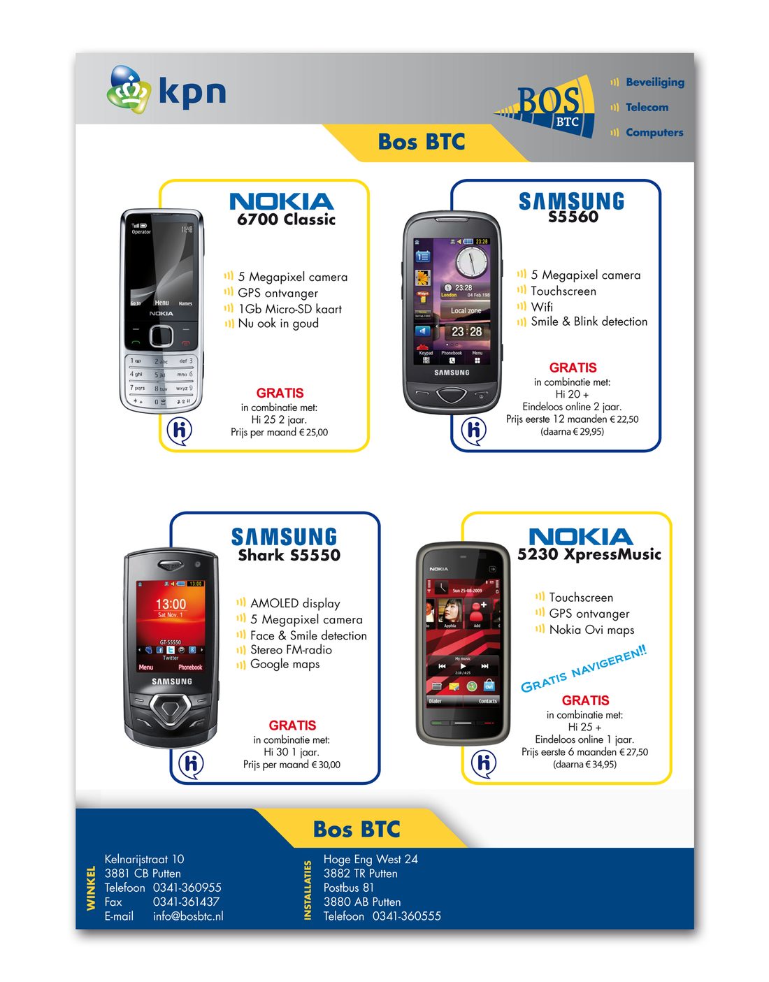 Folders en brochures voor Bos Telecom